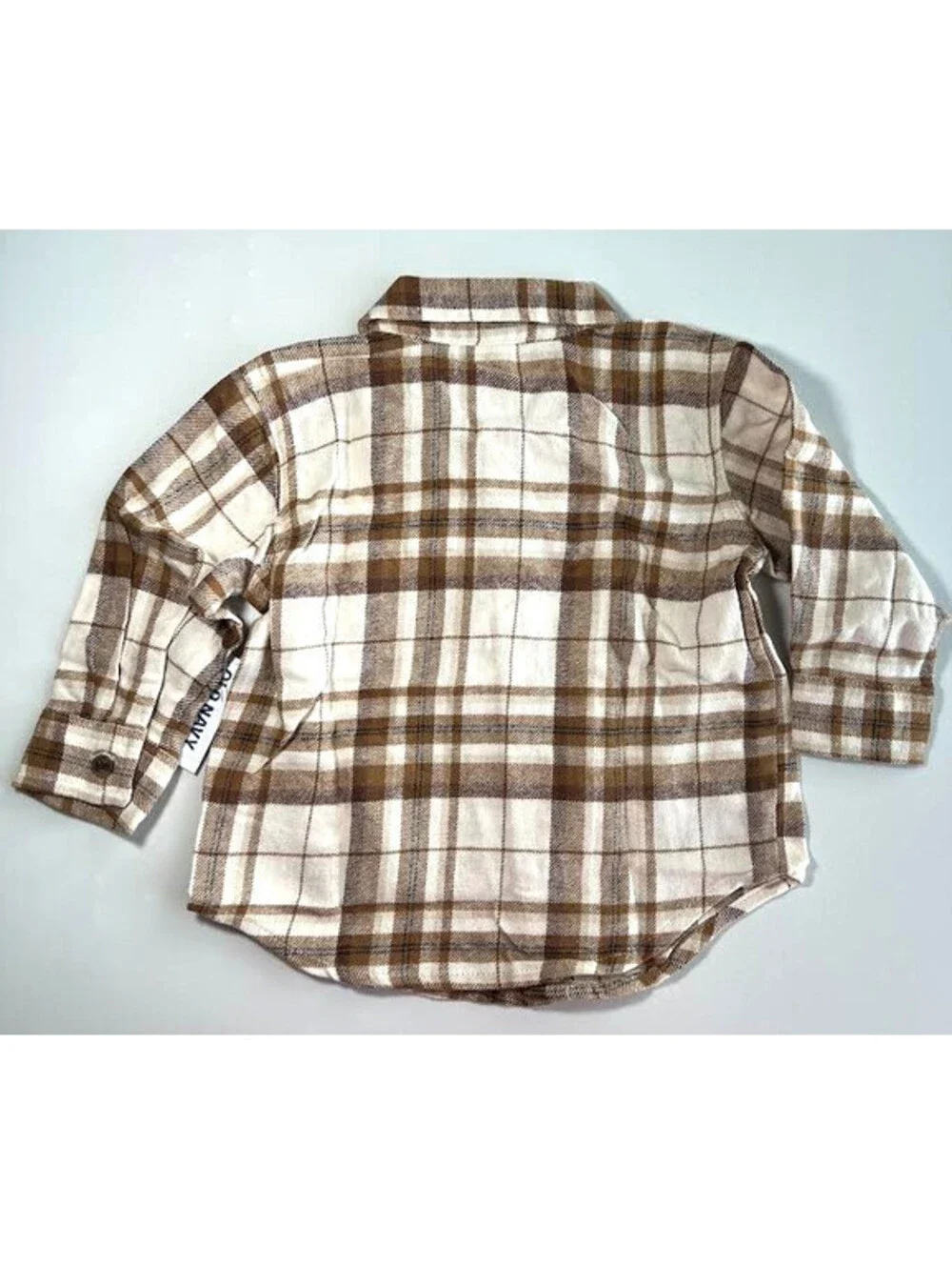 Old Navy 12-18 Month Brown Plaid Button Down Shirt With Pocket-NWT